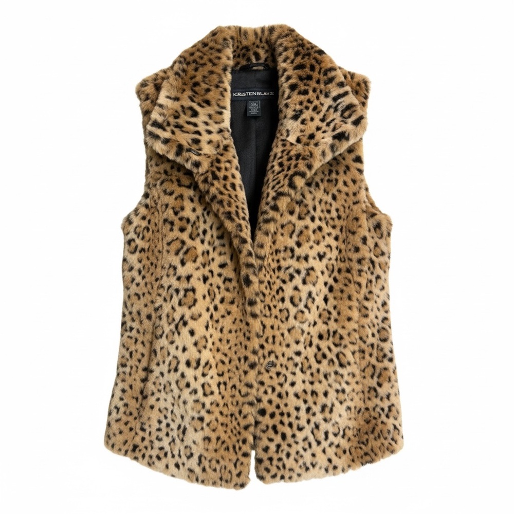 Kristen Blake Faux Fur Leopard Print Vest • NWT • Size S